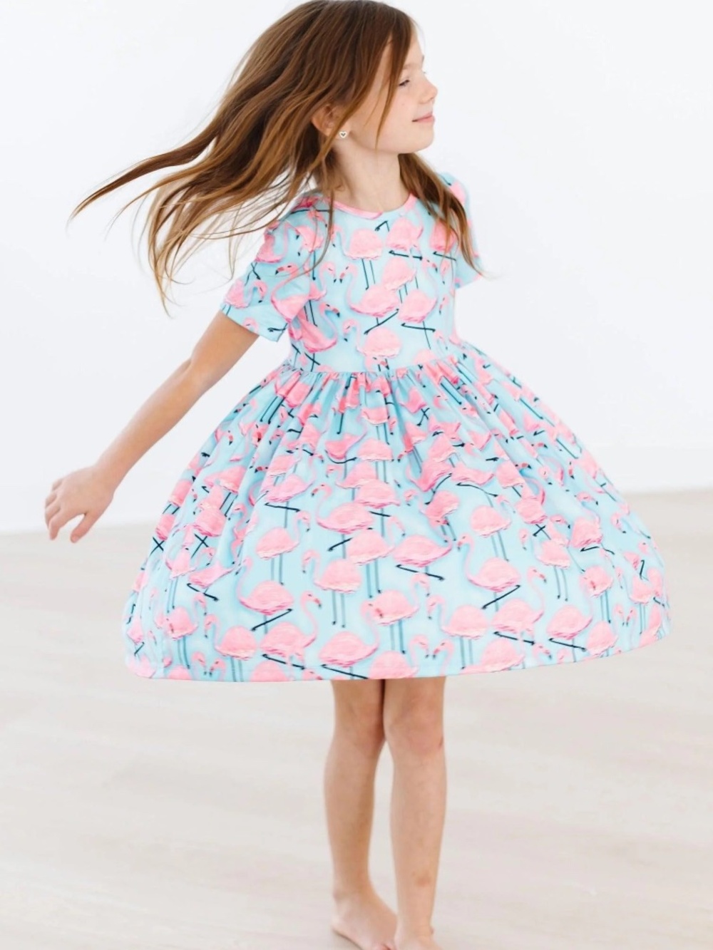 Mila & Rose Pink Flamingo Short Sleeve Pocket Twirl Dress 4T